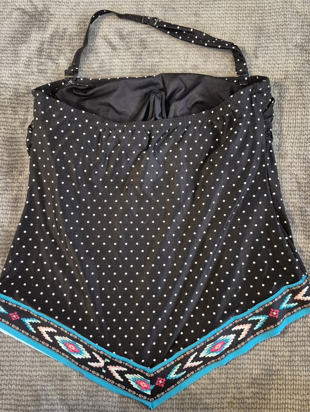 coco reef tankini top 36D Black Geometric Polkadot Underwire Removable Strap NWT - Picture 2 of 7